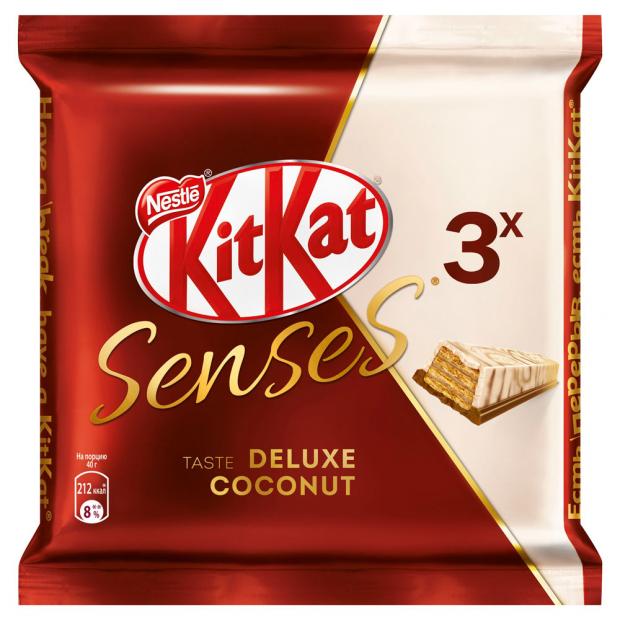 

Шоколад KitKat SENSES белый со вкусом кокоса и молочный со вкусом миндаля, 3 х 40 г