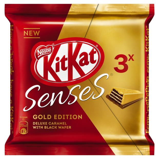 

Шоколад KitKat SENSES Gold Edition белый с добавлением карамели и молочный, 3 х 40 г