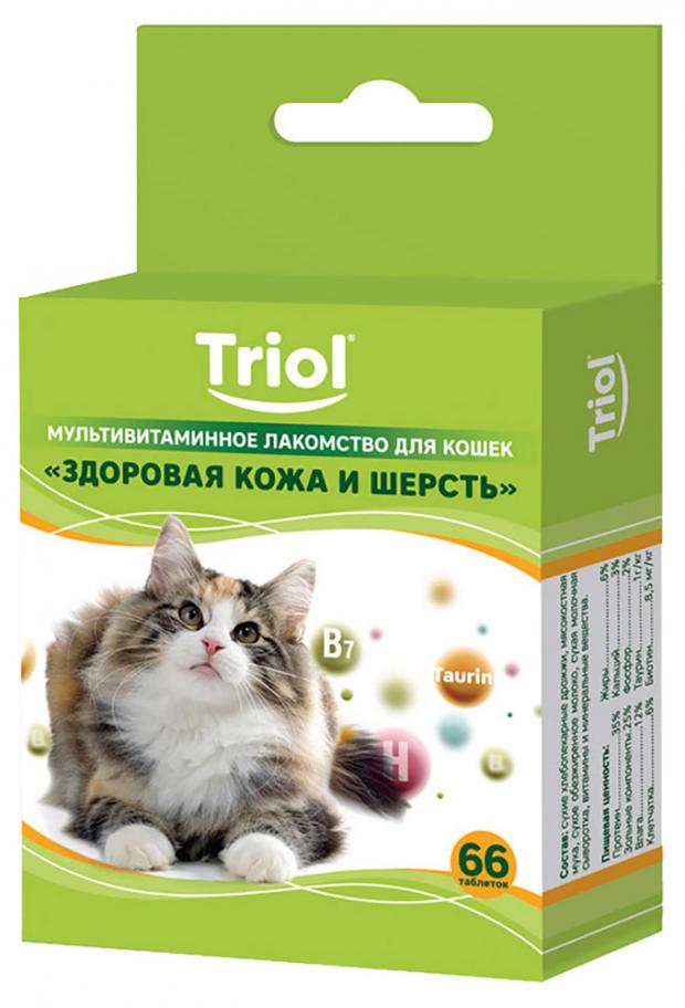 Лакомство для кошек Triol Здоровая кожа и шерсть мультивитаминное 33 г 80₽