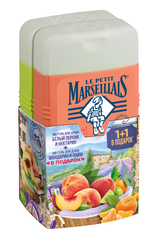 

Смотка Гель для душа Le Petit Marseillais Белый персик и нектарин, 250 мл + Гель для душа Le Petit Marseillais Мандарин и лайм, 250 мл