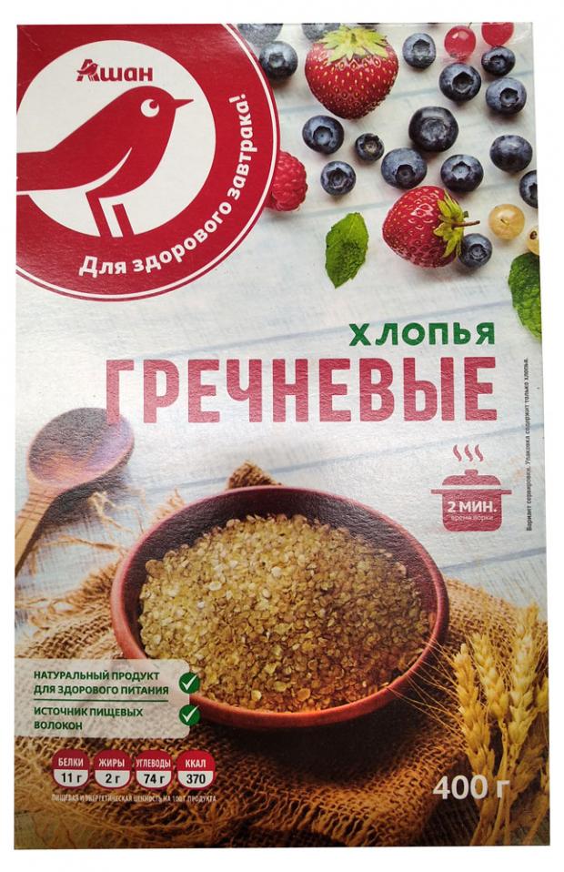 Хлопья АШАН гречневые быстрого приготовления 400 г 60₽