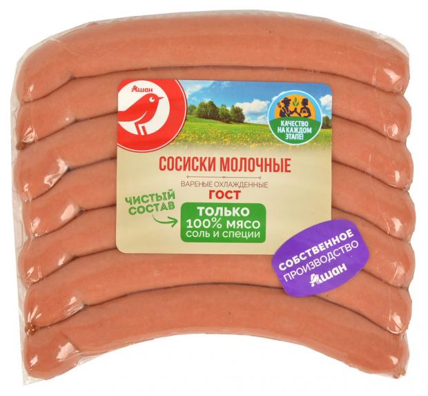 

Сосиски вареные Auchan Красная Птица Молочные, 300 г