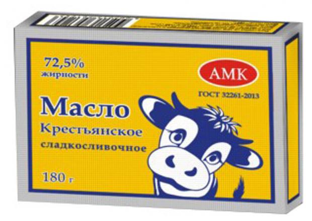 

Масло сливочное «АМК» Крестьянское 72,5%, 180 г