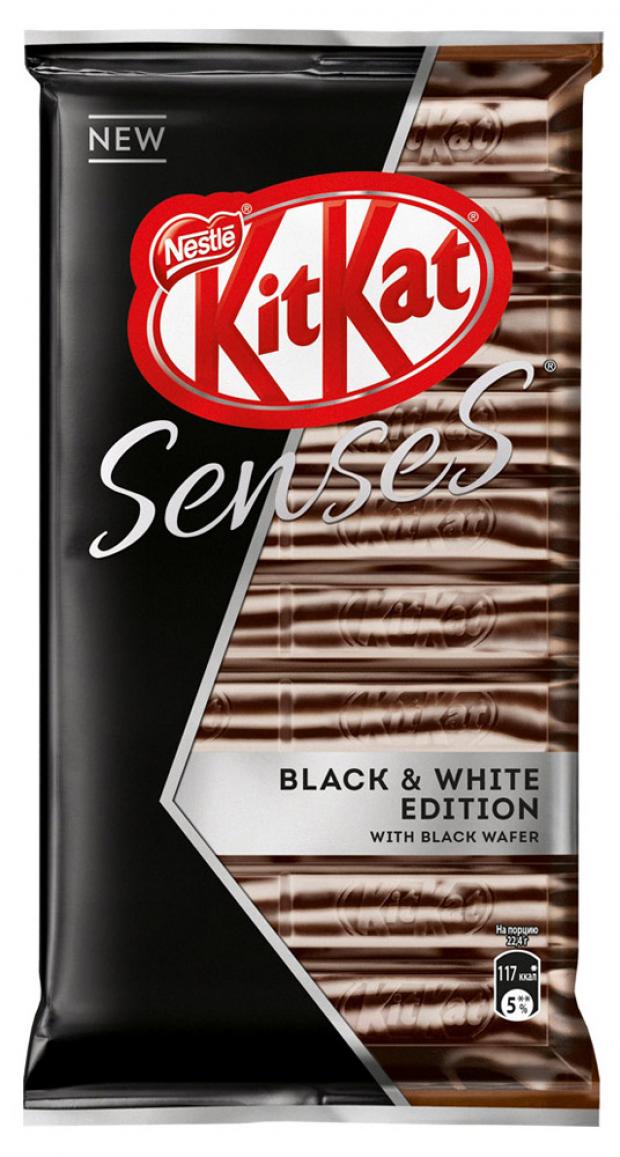 

Шоколад KitKat Senses Black & White молочный белый и темный с темной вафлей, 112 г