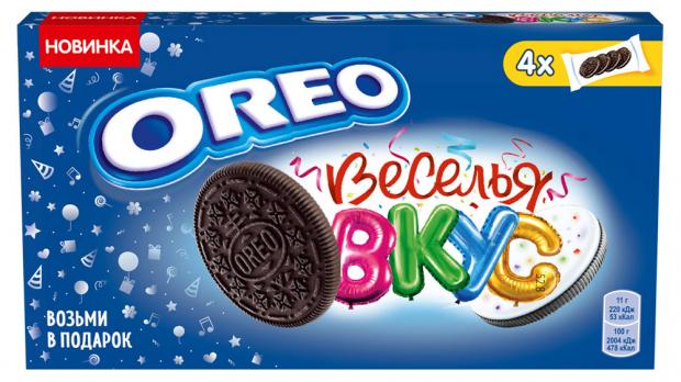 

Печенье Oreo Веселья Вкус со вкусом какао и цветной кондитерской посыпкой, 176 г
