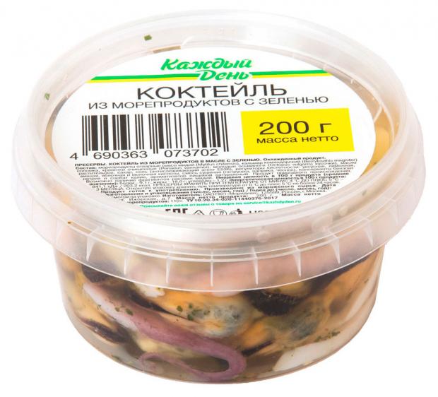 

Коктейль из морепродуктов «Каждый день» в масле с зеленью, 200 г