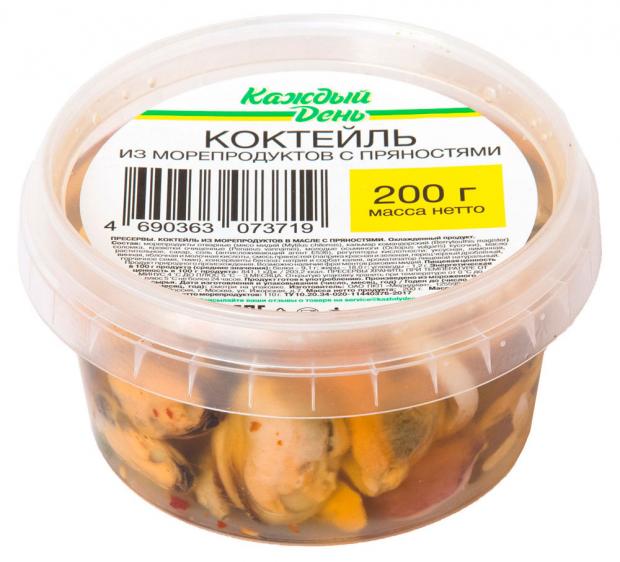 Коктейль из морепродуктов «Каждый день» в масле с пряностями, 200 г