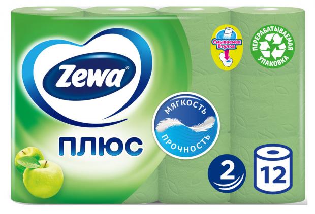 Туалетная бумага Zewa Плюс Яблоко 2 слоя 12 рулонов 170₽