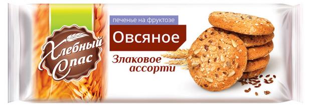 Печенье овсяное Хлебный Спас Злаковое ассорти на фруктозе 250 г 79₽
