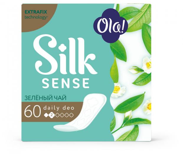 

Прокладки ежедневные Ola! Silk Sense Daily Deo Зеленый чай ароматизированные, 60 шт