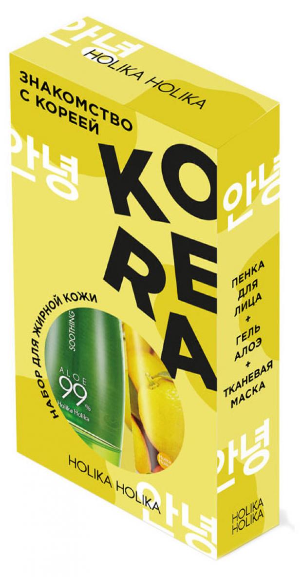 

Подарочный набор для жирной кожи Пенка для лица Holika Holika, 250 мл + Гель для лица Holika Holika Алоэ + Маска для лица Holika Holika тканевая, 20 мл