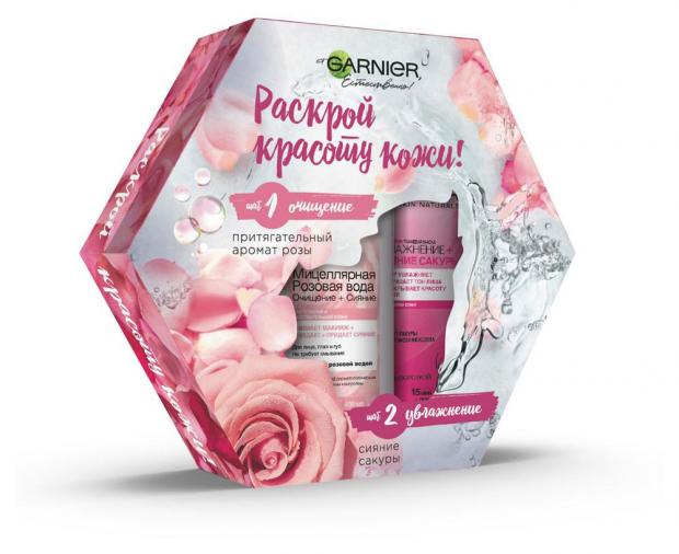 

Подарочный набор Мицеллярная вода Garnier Розовая вода, 400 мл + Маска для лица Garnier Увлажнение тканевая, 32 г