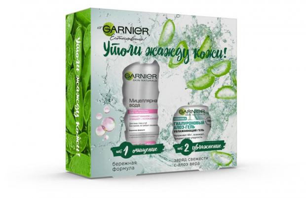 

Подарочный набор Мицеллярная вода Garnier, 400 мл + Гель для лица дневной Garnier Увлажняющий алоэ гиалуроновый, 50 мл
