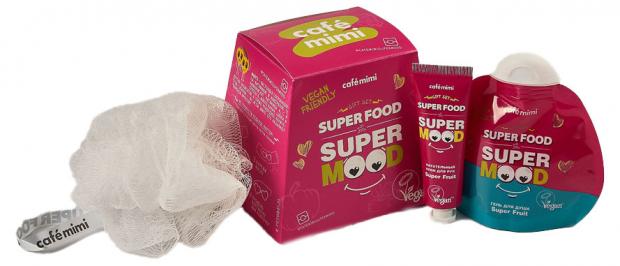 

Подарочный набор Крем для рук Café Mimi Super Fruit Питательный, 30 мл + Гель для душа Café Mimi Super Fruit, 100 мл + Мочалка для тела