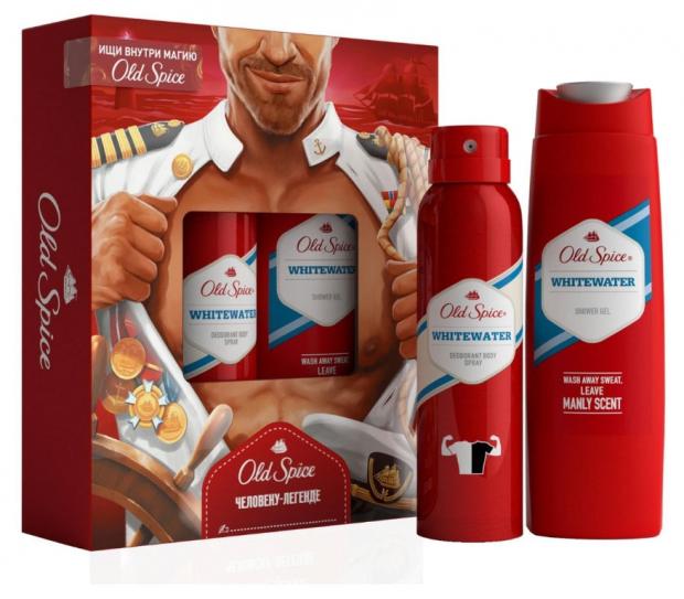 Подарочный набор Дезодорант спрей Old Spice Whitewater, 150 мл + Гель для душа Old Spice Whitewater, 250 мл