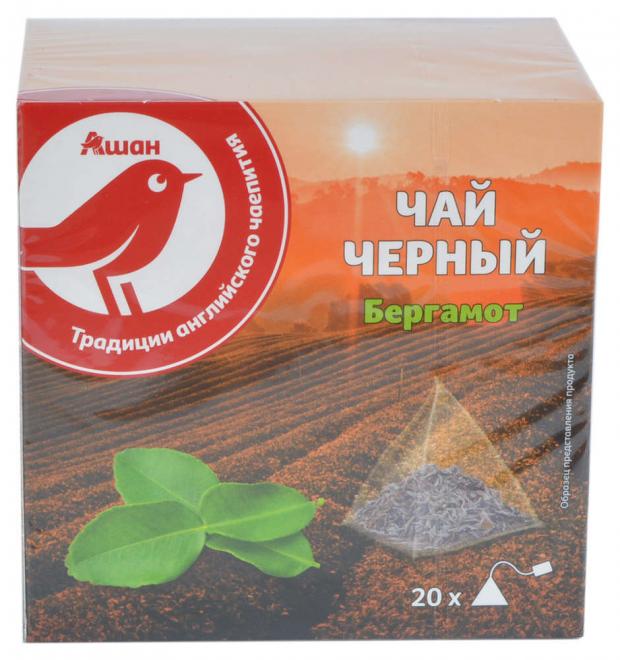 

Чай черный Auchan Красная Птица с бергамотом в пакетиках, 20х2 г