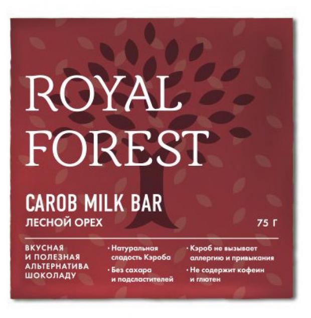 Шоколад Royal Forest из кэроба с лесными орехами, 75 г