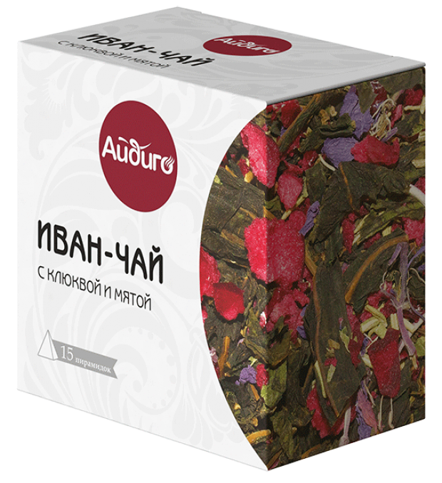 

Чай травяной «Айдиго» иван-чай с клюквой и мятой в пирамидках, 15х2 г