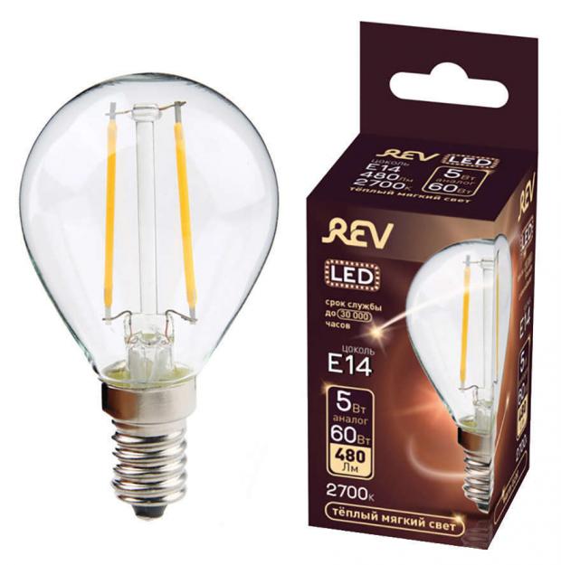 

Лампа светодиодная Rev шар Filament Е14 5 Вт теплый свет