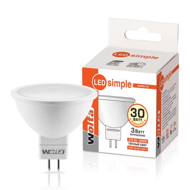 

Лампа WOLTA LED 25YMR16-220-3GU5,3-S