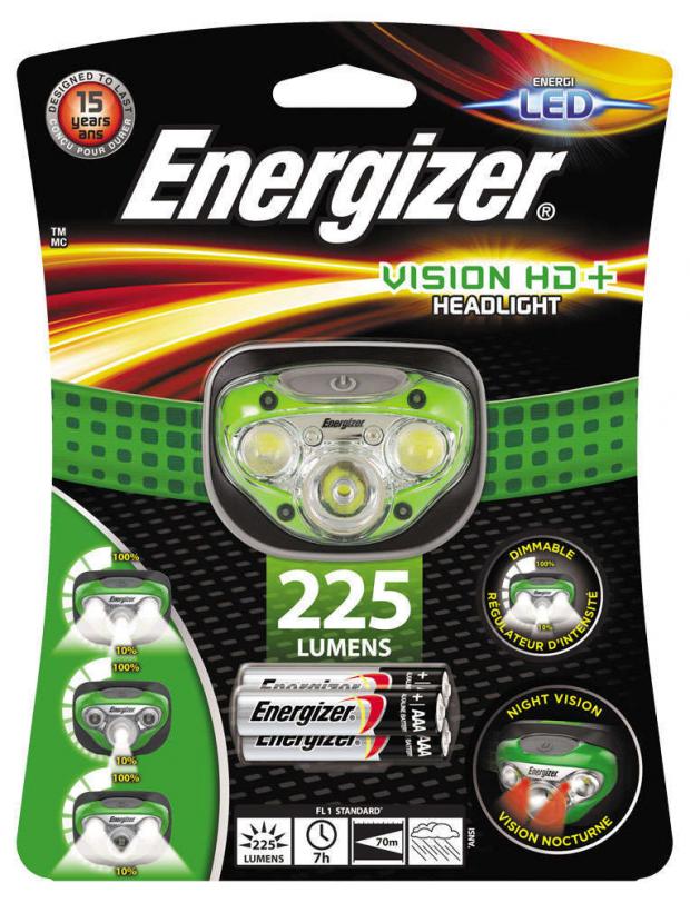 

Фонарь налобный Energizer Vision HD+ 225 Lumens, 1 шт