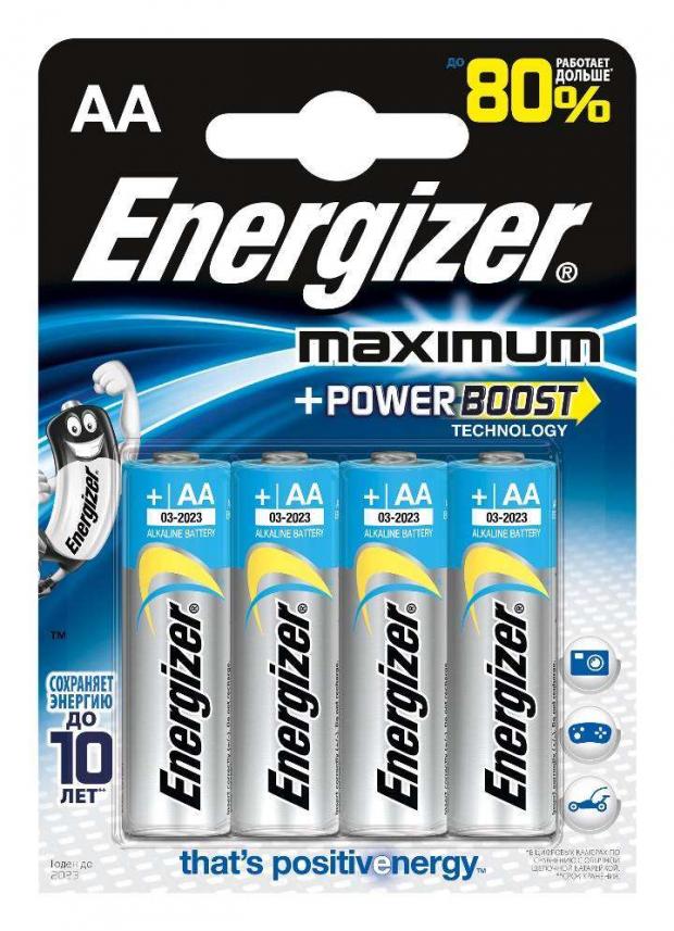 

Батарейка Energizer Maximum алкалиновая типоразмер AA, 4 шт