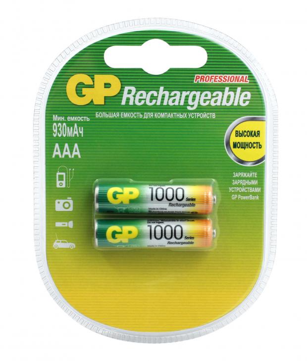 Батарейка аккумуляторная GP Rechargeable 1000 мАч типоразмер AAA 2 шт 578₽