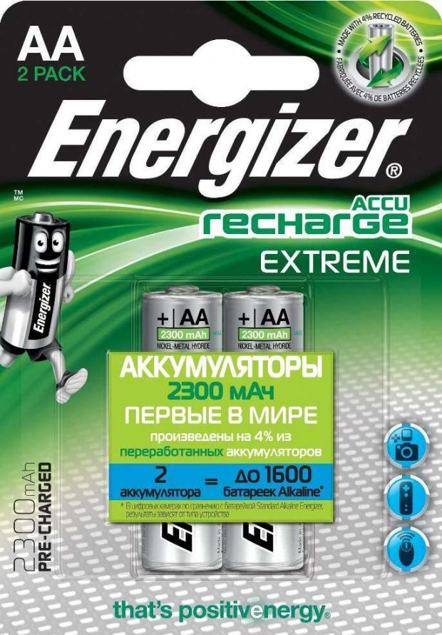 

Батарейка аккумуляторная Energizer Extreme 2300 мАч AA, 2 шт