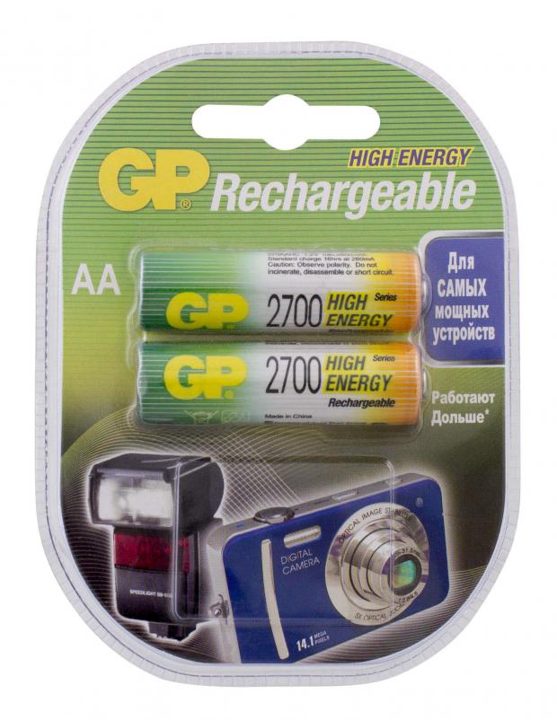 Батарея аккумуляторная GP Rechargeable 2700 мАч типоразмер AA, 2 шт