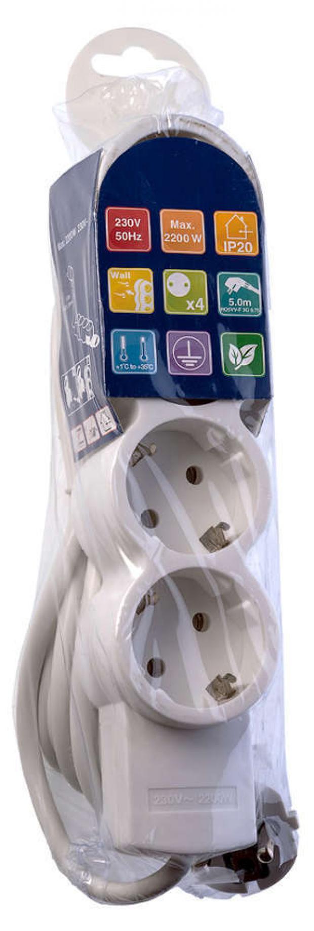 Удлинитель duwi 2200Вт 4 гнезда с заземлением 5 м 347₽