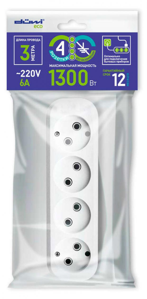 

Удлинитель duwi 1300 Вт 4 гнезда, 3 м