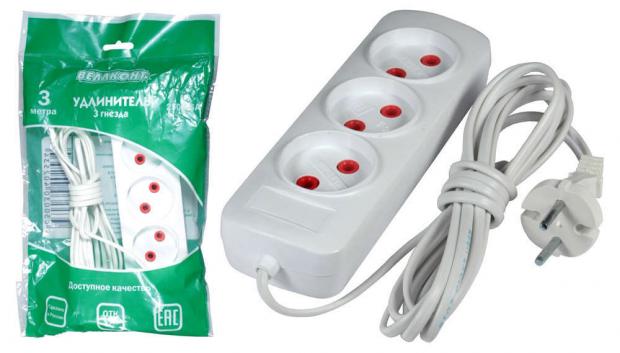 Электроудлинитель Веллконт универсальный 3 гнезда 2х075 мм2 3 м 144₽