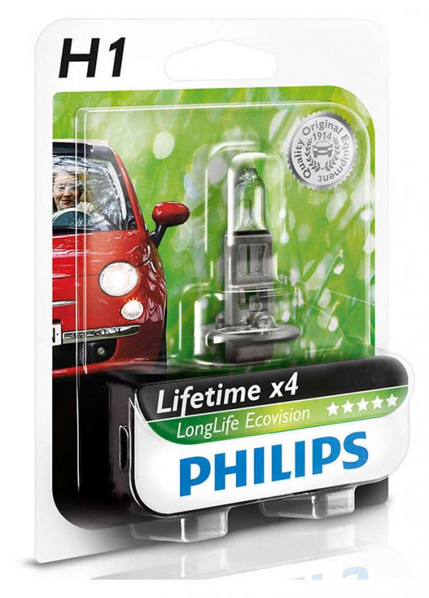 

Лампа галогенная Philips LongLife EcoVision H1 12V- 55W P14,5s