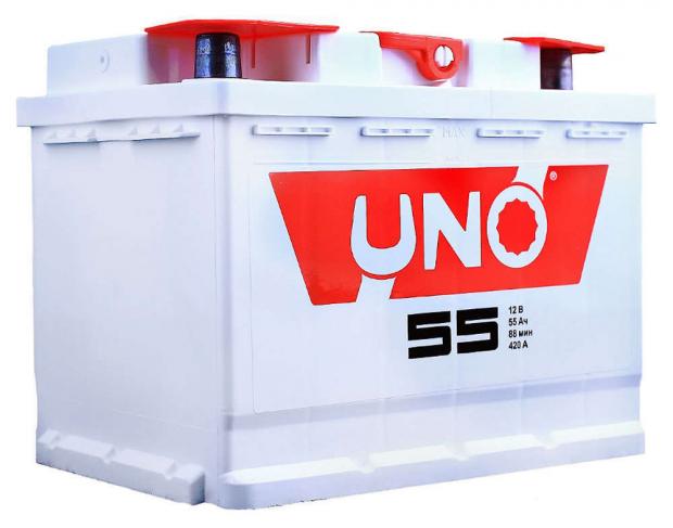 

Аккумулятор автомобильный Uno обратная полярность 55 A/H