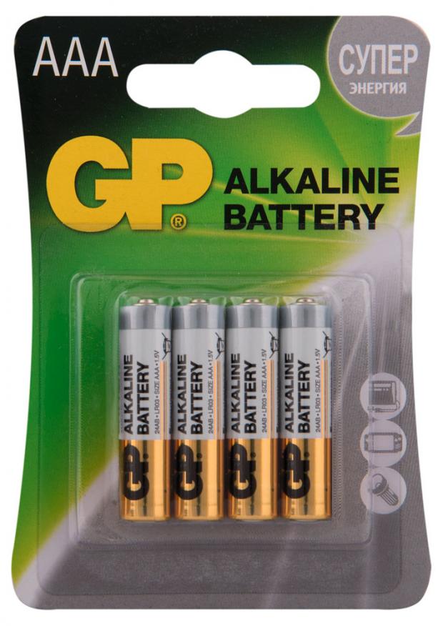 Батарейка GP алкалиновая типоразмера ААА 4 шт 138₽