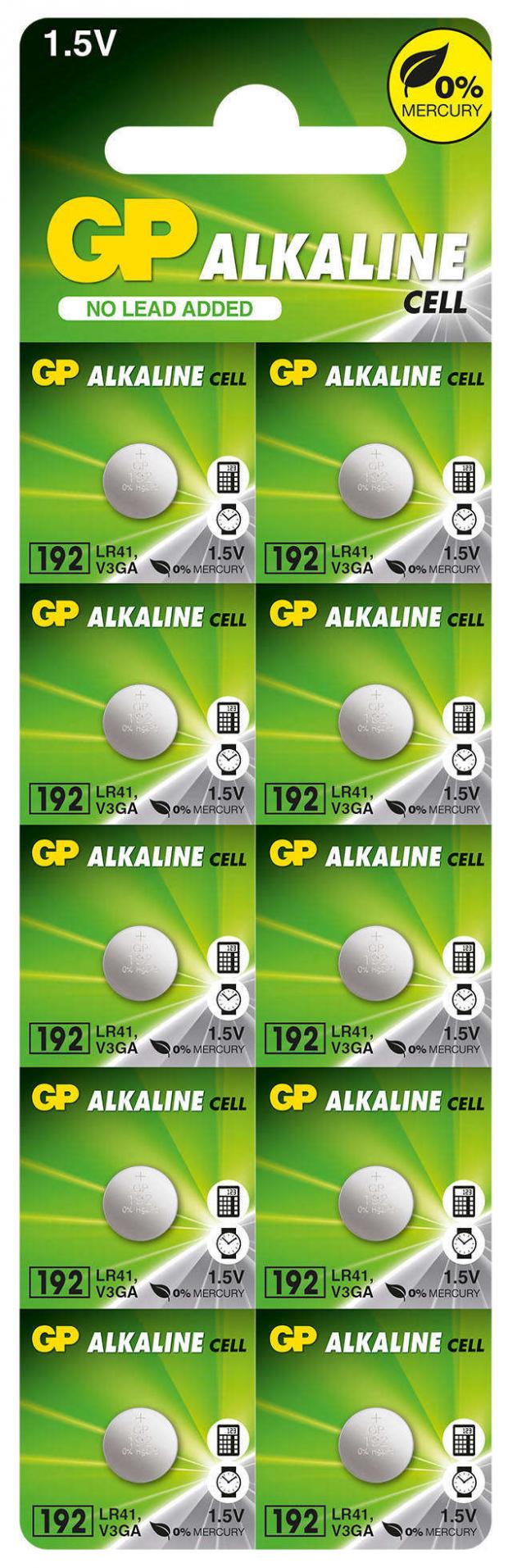 Батарейка GP Alkaline LR41 10 шт 131₽