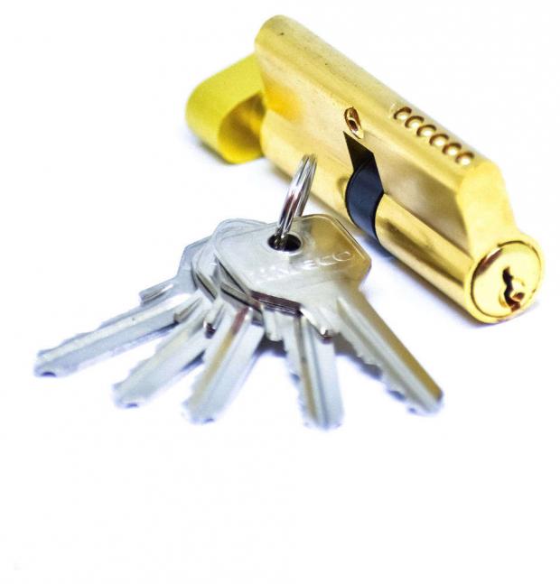 Цилиндрический механизм 70 мм ключ-вертушка золотой 5 ключей 412₽