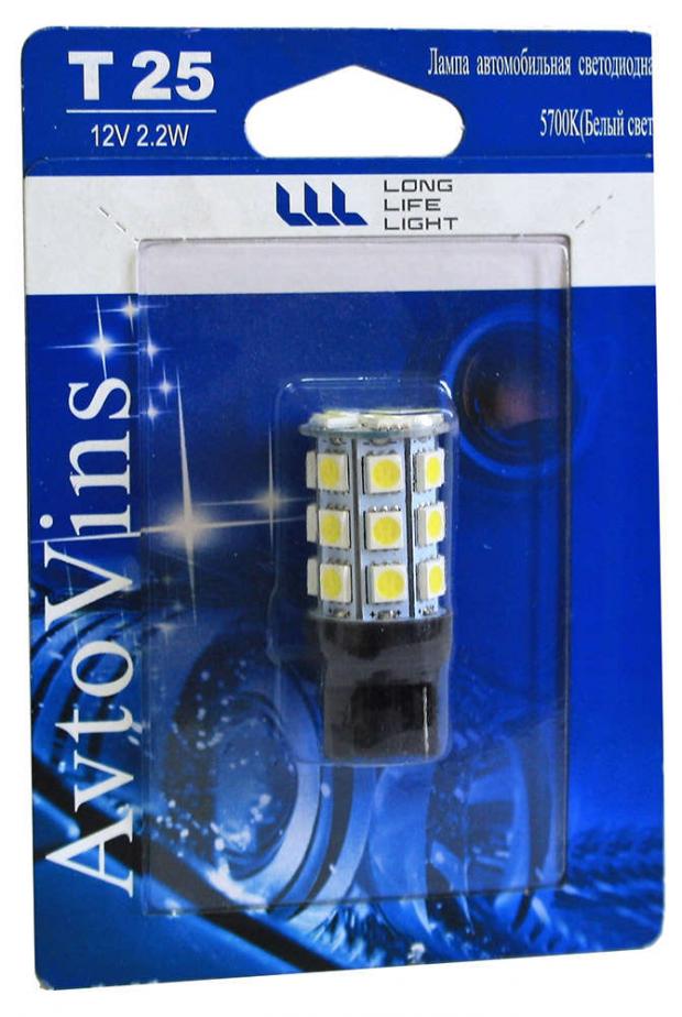 

Светодиод Avtovins 12V T25 27LED BA15S W, 1 шт