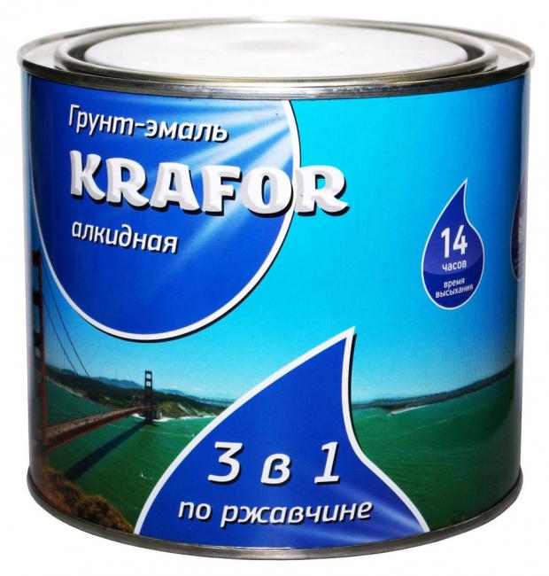 

Грунт-эмаль по ржавчине Krafor алкидная 3 в 1 белая, 1,9 кг