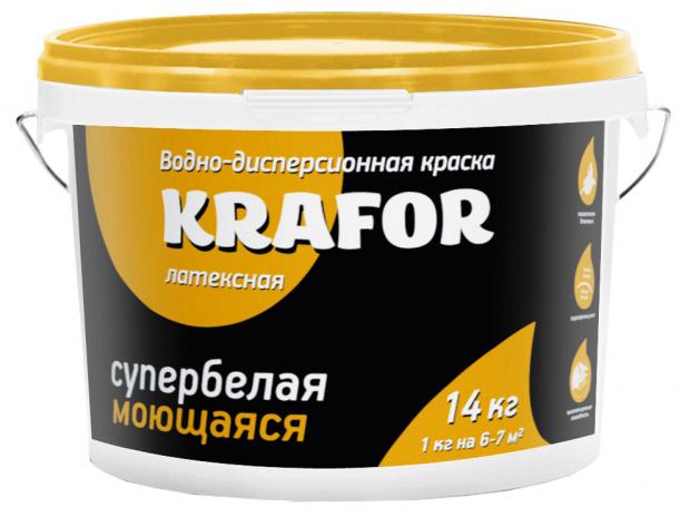 

Краска Krafor интерьерная моющаяся, 3 кг