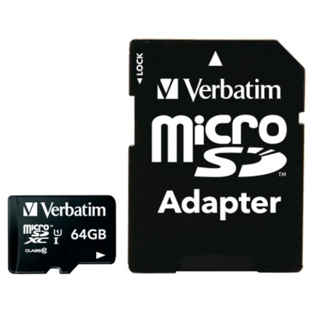 фото Карта памяти verbatim microsdxc 64gb с адаптером