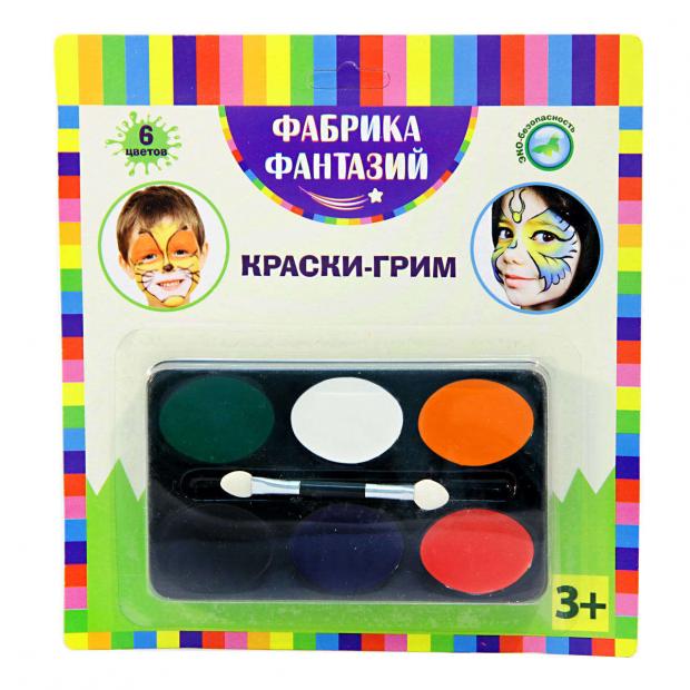 

Краска-грим с кисточкой, 6 цветов