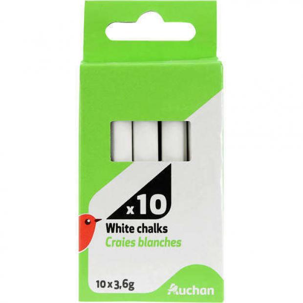 Мел школьный АШАН белый 10 шт 26₽