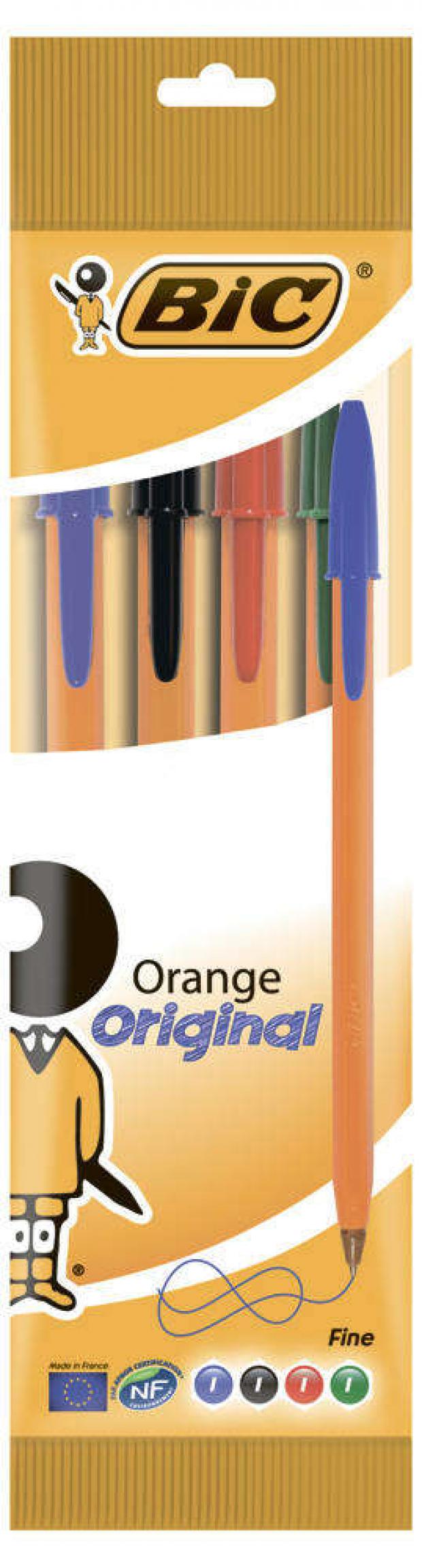 Набор шариковых ручек Bic Orange Fine 4 шт 140₽