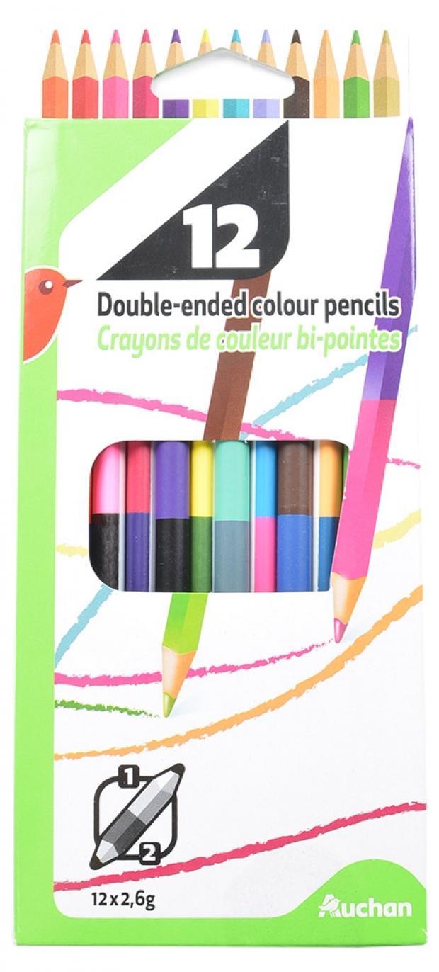 Набор карандашей АШАН цветные двусторонние 12 шт 120₽