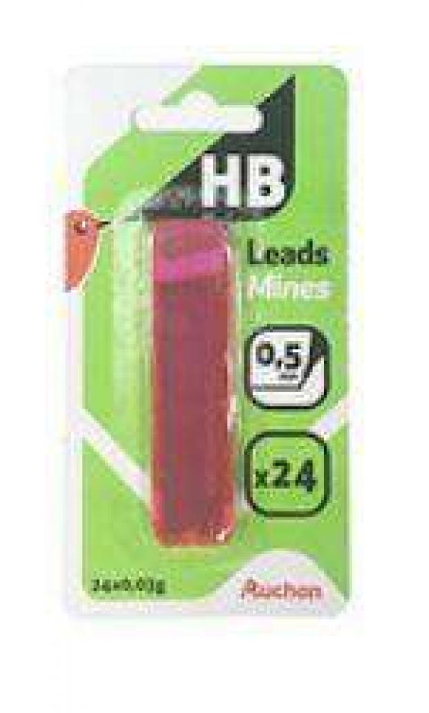 Набор грифелей АШАН для механического карандаша 05 мм твердость HB 24 шт 31₽