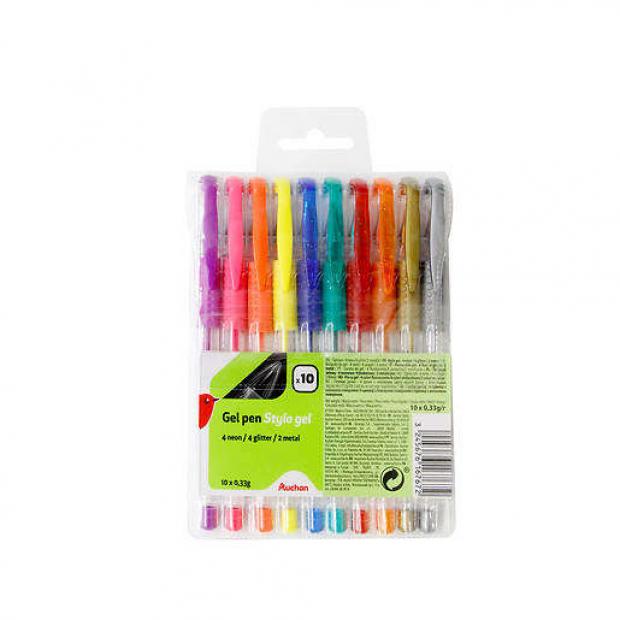 Набор гелевых ручек АШАН 06 мм 10 цветов 180₽