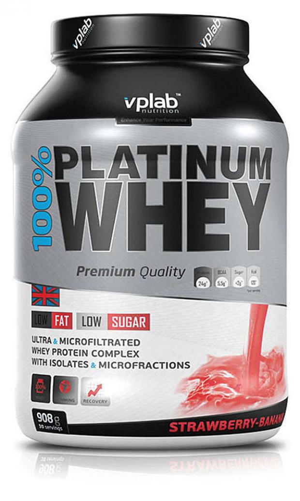

Протеин VPlab 100% Platinum Whey клубника/банан, 908 г