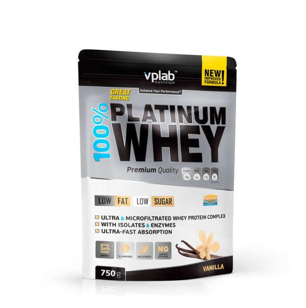 Протеин VPlab 100% Platinum Whey ваниль, 750 г