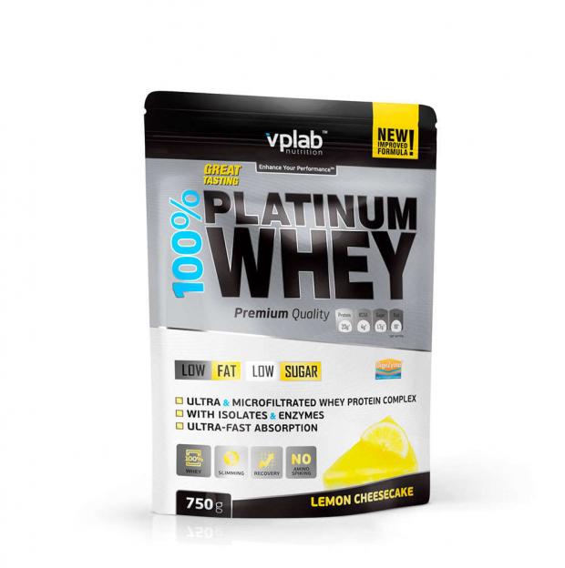 Протеин VPlab 100% Platinum Whey лимонный чизкейк, 750 г